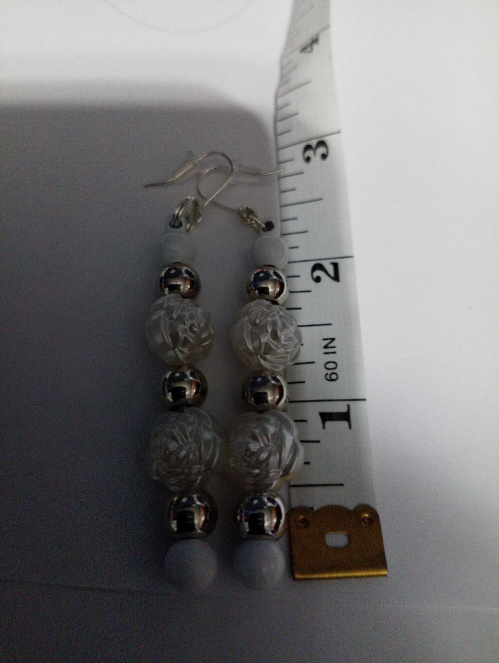 Elegant White Floral Bead Drop Earrings